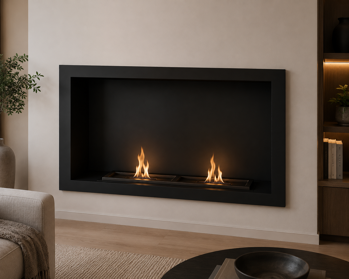 Chimenea a Etanol Empotrada 86 cm con Doble Quemador