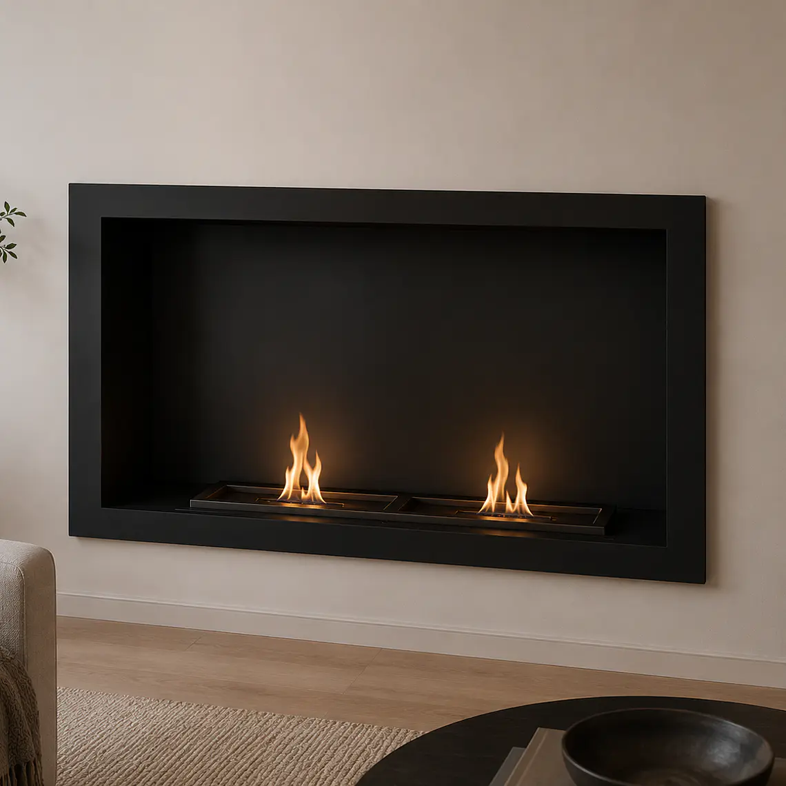 Chimenea a Etanol Empotrada 86 cm con Doble Quemador 1