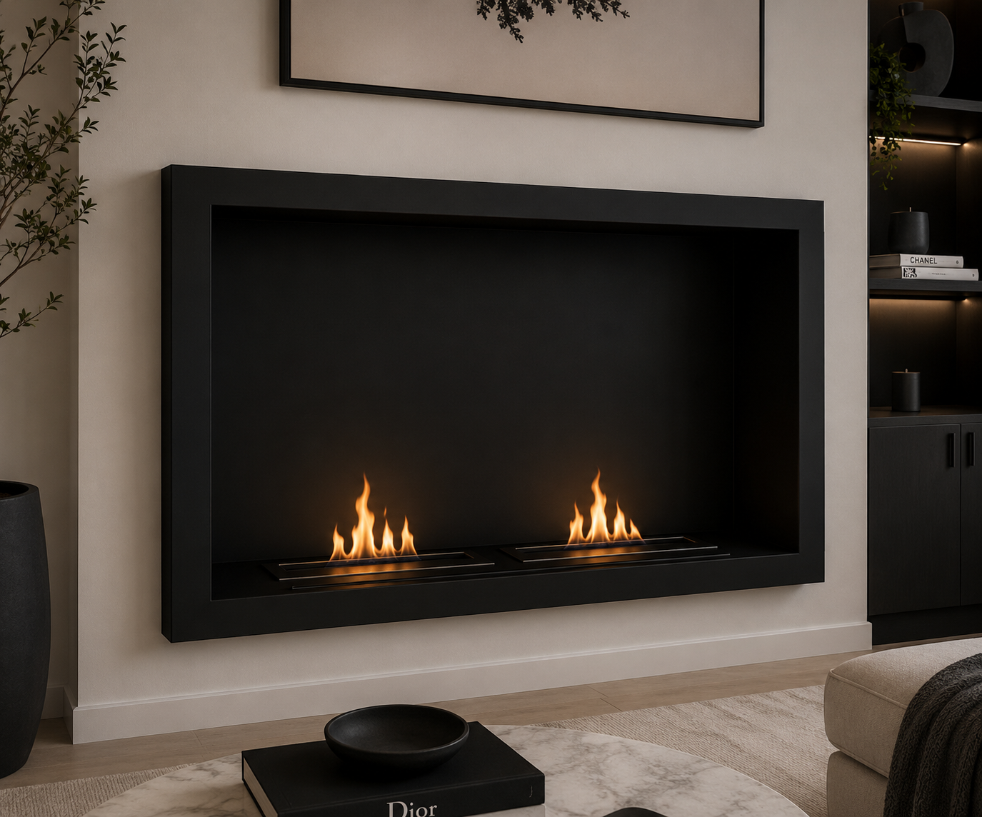 Chimenea a Etanol Empotrada 90 cm con Doble Quemador