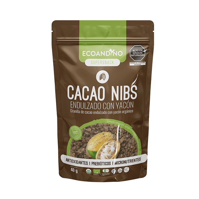 GRANILLA CACAO CRIOLLO ORGANICO ENDULZADA YACON BOLSA