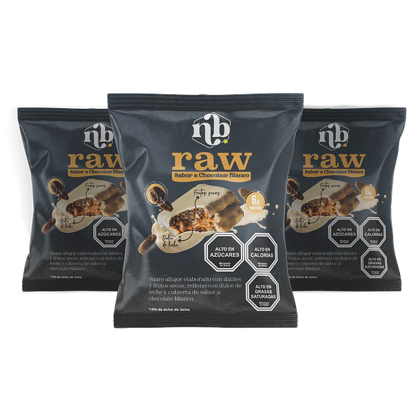 PACK ALFAJORES DÁTILES RAW CHOCOLATE BLANCO x2 - 2 DISPLAYS 16U