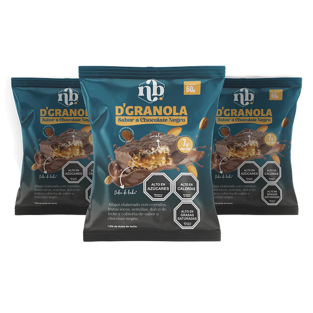 PACK ALFAJORES D'GRANOLA CHOCOLATE NEGRO + DÁTILES RAW CHOCOLATE NEGRO - 2 DISPLAYS 16U