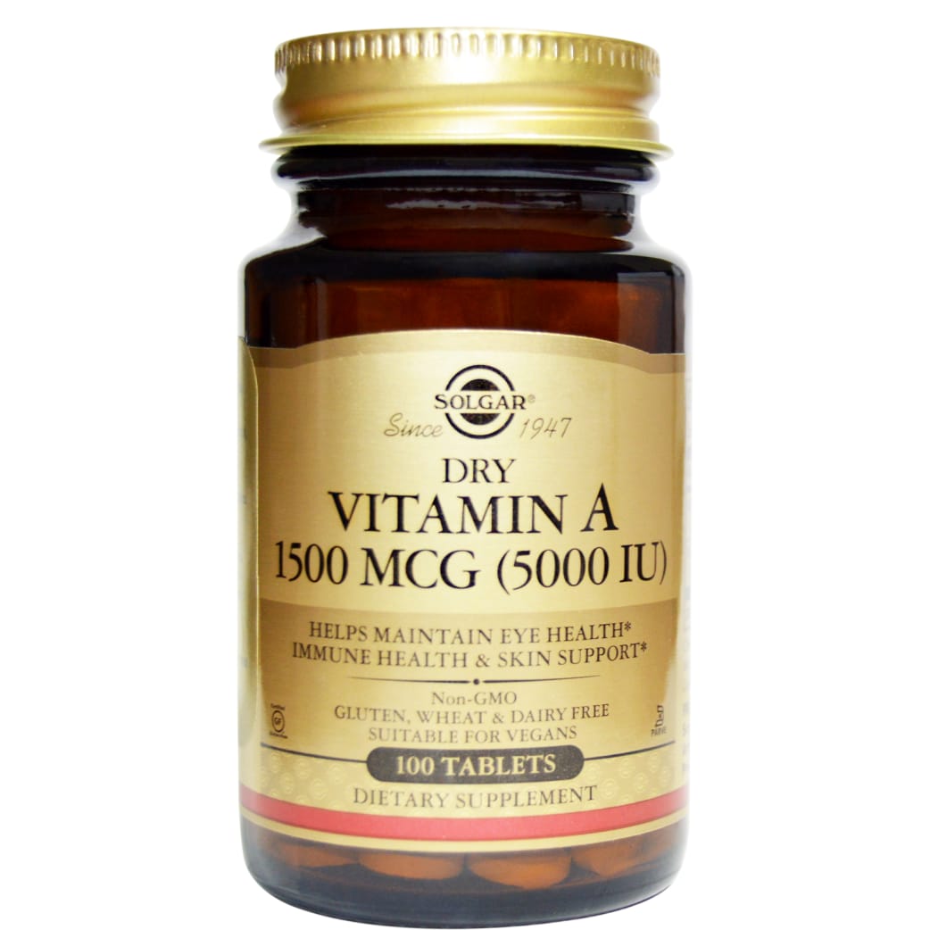 Trockenes Vitamin A 5000 IU 1500 mcg 100 Tabletten Solgar main image 1