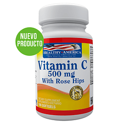 Vitamin C 500 Mg With Rose Hips y Zinc x 100 Cáps Blanda Healthy America