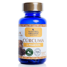Suplemento alimenticio Cúrcuma+ Pimienta orgánica 60cap.vegetales
