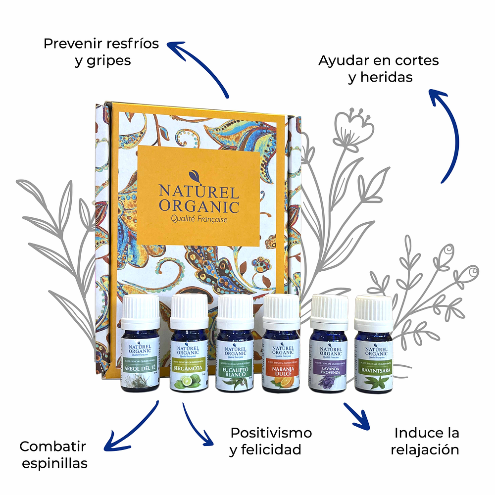 Set 6 aceites esenciales básicos para aromaterapia   