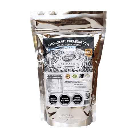 Cobertura 70% Cacao Soul 500 g.