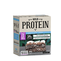 Caja Wild Protein Coco chocolate vegana 5 barritas