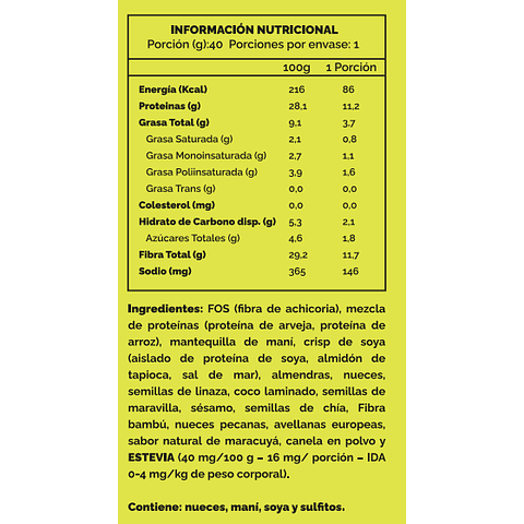 Keto protein bar maracuyá 40 gr. Granolín