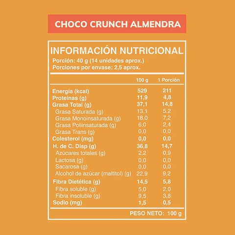 Choco crunch almendra 100 g. Wild Fit
