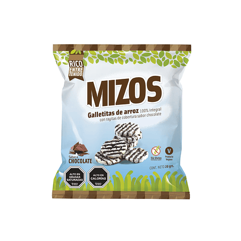 Galleta arroz chocolate 20 gr. Mizos