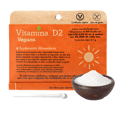 Vitamina D2 vegana en polvo 125 porc. Dulzura Natural