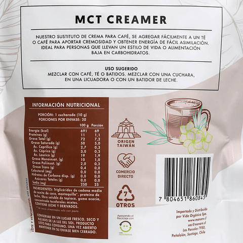 MCT Creamer en polvo 200g Manare