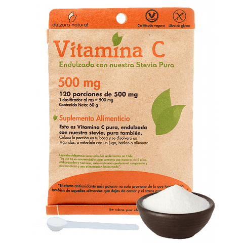 Vitamina C en polvo 120 porc. 500 mg.