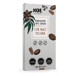 Chocolate 70% cacao con nuez pecana 100 g.