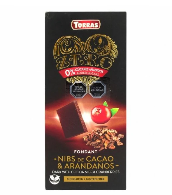Chocolate Zero nibs de cacao & arándano 125 g