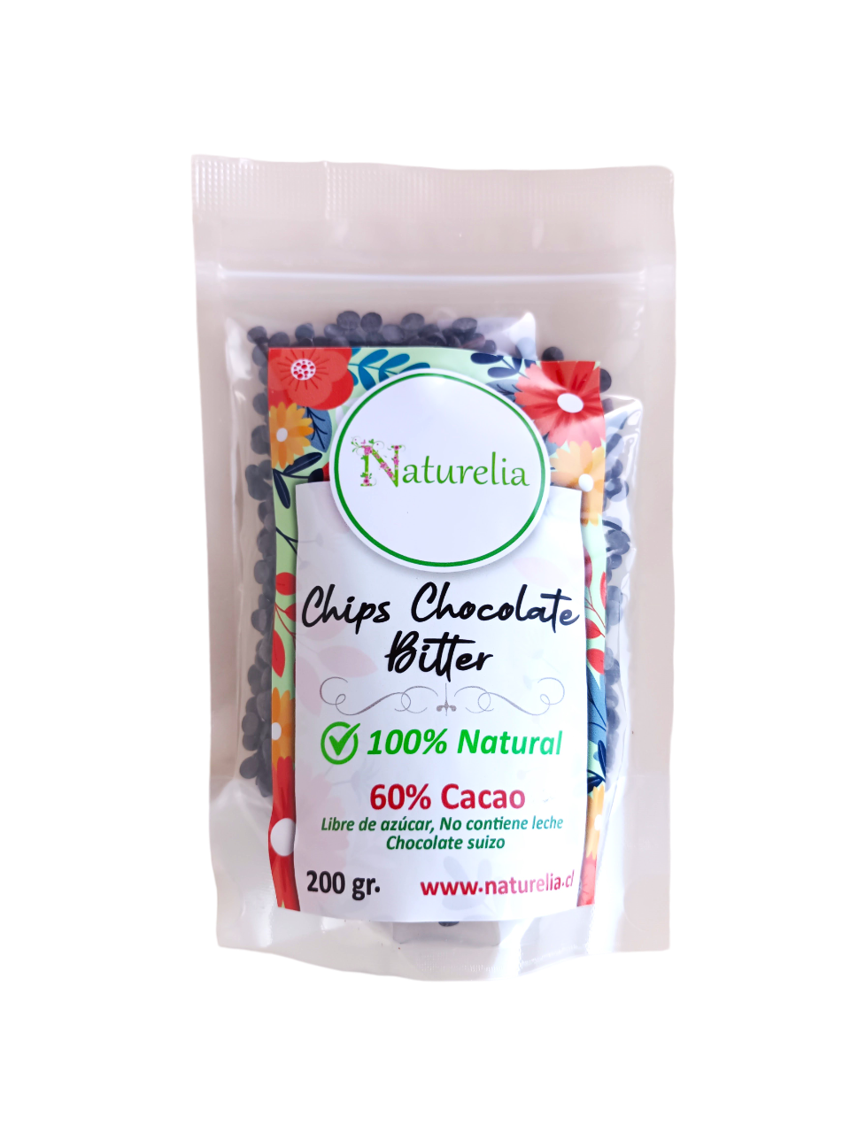 Chips de chocolate bitter 60% cacao 200 g.