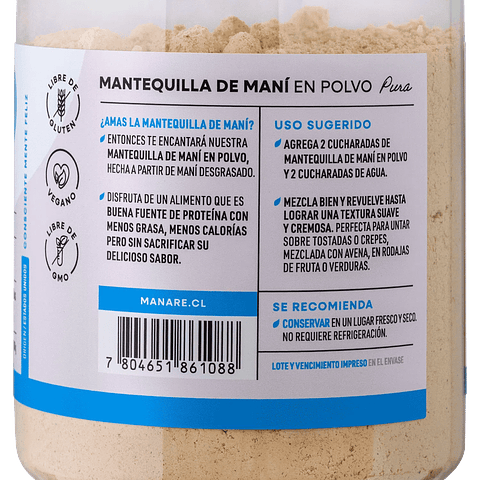 Mantequilla de maní en polvo 300g. Manare