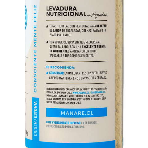 Levadura nutricional en hojuelas 100 g. Manare