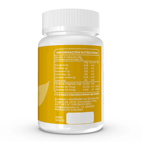 Vitamina K2 + D3 60 cáps. Extremo Sur