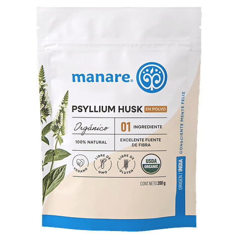 Psyllium husk orgánico 200 gr. Manare