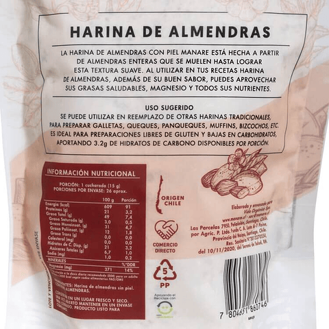 Harina Almendras con piel 400g Manare