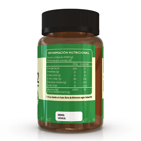Vitamina Vegan B12 60 cáps. Extremo Sur