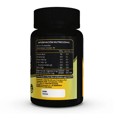 Magnesio Bisglicinato 500mg. 60 cáps. Extremo Sur