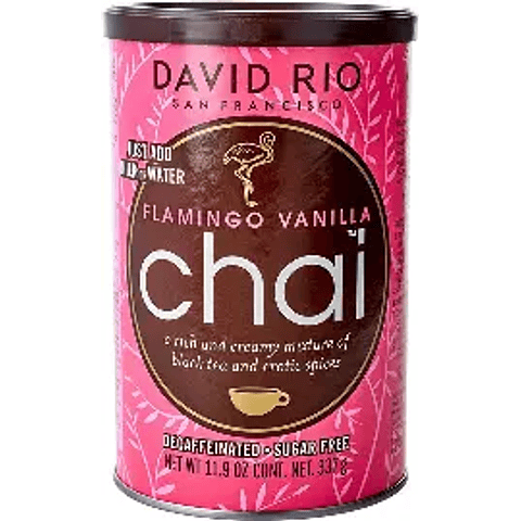Té chai flamingo vainilla descafeinado sin azúcar 337 g. David Rio