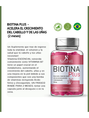 Biotina Plus 60 Capsulas. (Crecimiento Capilar)