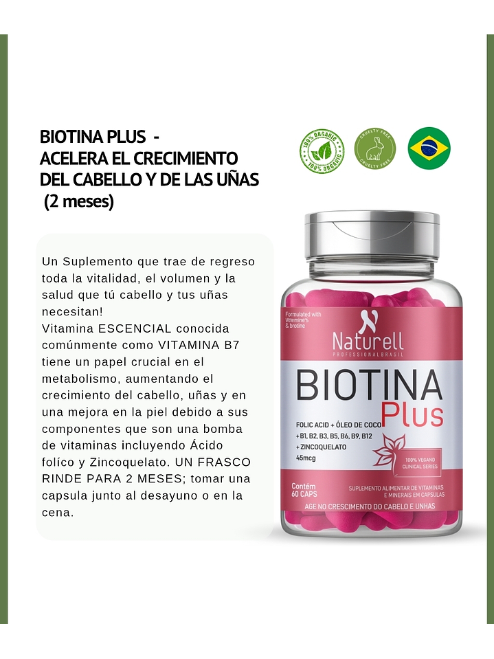 Biotina Plus 60 Capsulas. (Crecimiento Capilar) 1