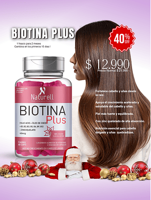 Biotina Plus 60 Capsulas. (Crecimiento Capilar)