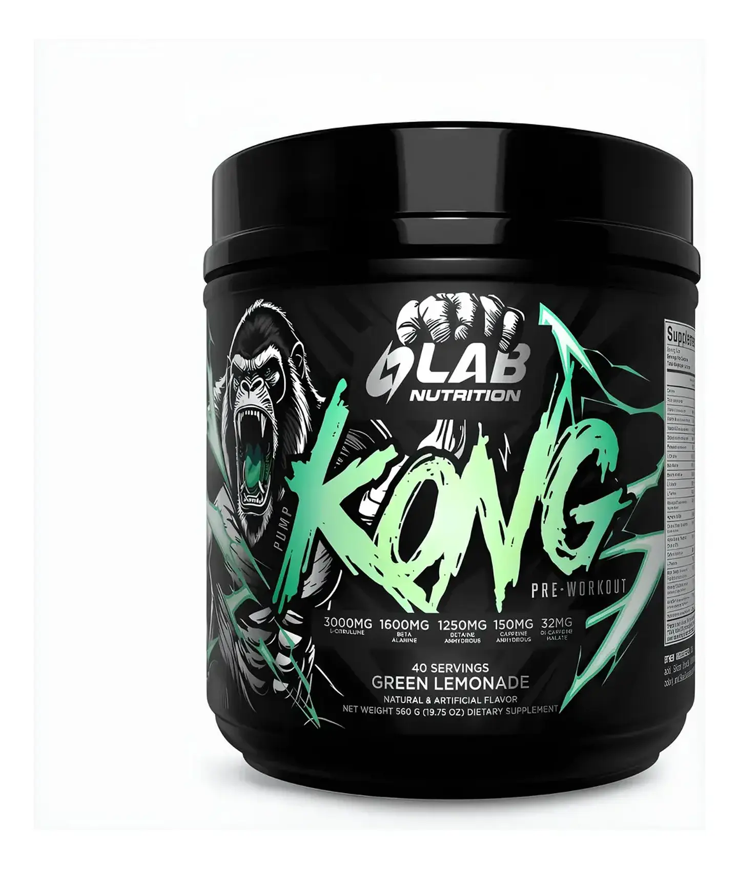 KONG PRE-WORKOUT/3,000MG L-CITRULLINE, 1,600MG BETA ALANINE, 1,250MG BETAINE ANHYDROUS, 150MG CAFFEINE ANHYDROUS, 32MG DI-CAFFEINE MALATE/40RACIONES 1