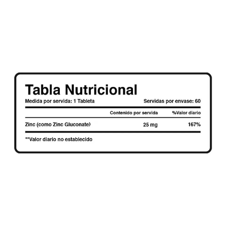 ZINC 25mg GLUCONATE 60 TAB 2