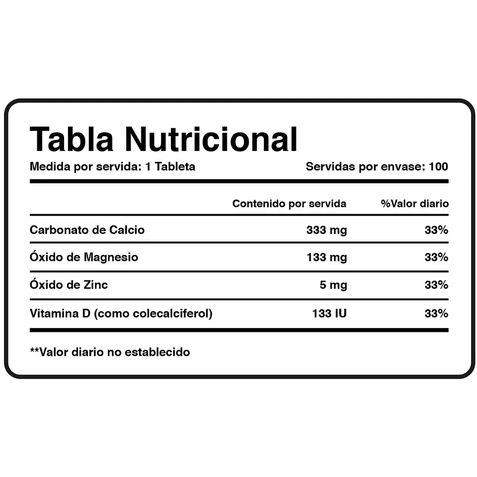 CALCIO-MAGNESIO-ZINC + VIT D, 100 TAB 2