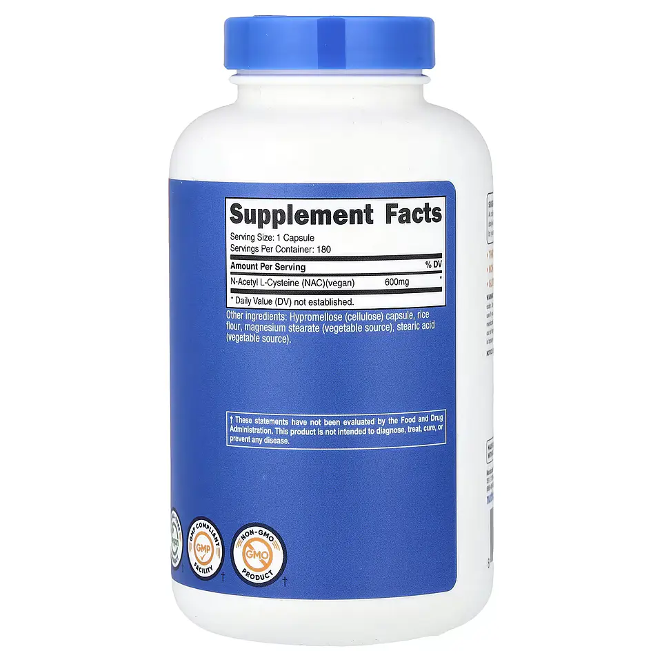NAC, VEGAN N 600MG-ACETYL L , 180 CAP  2
