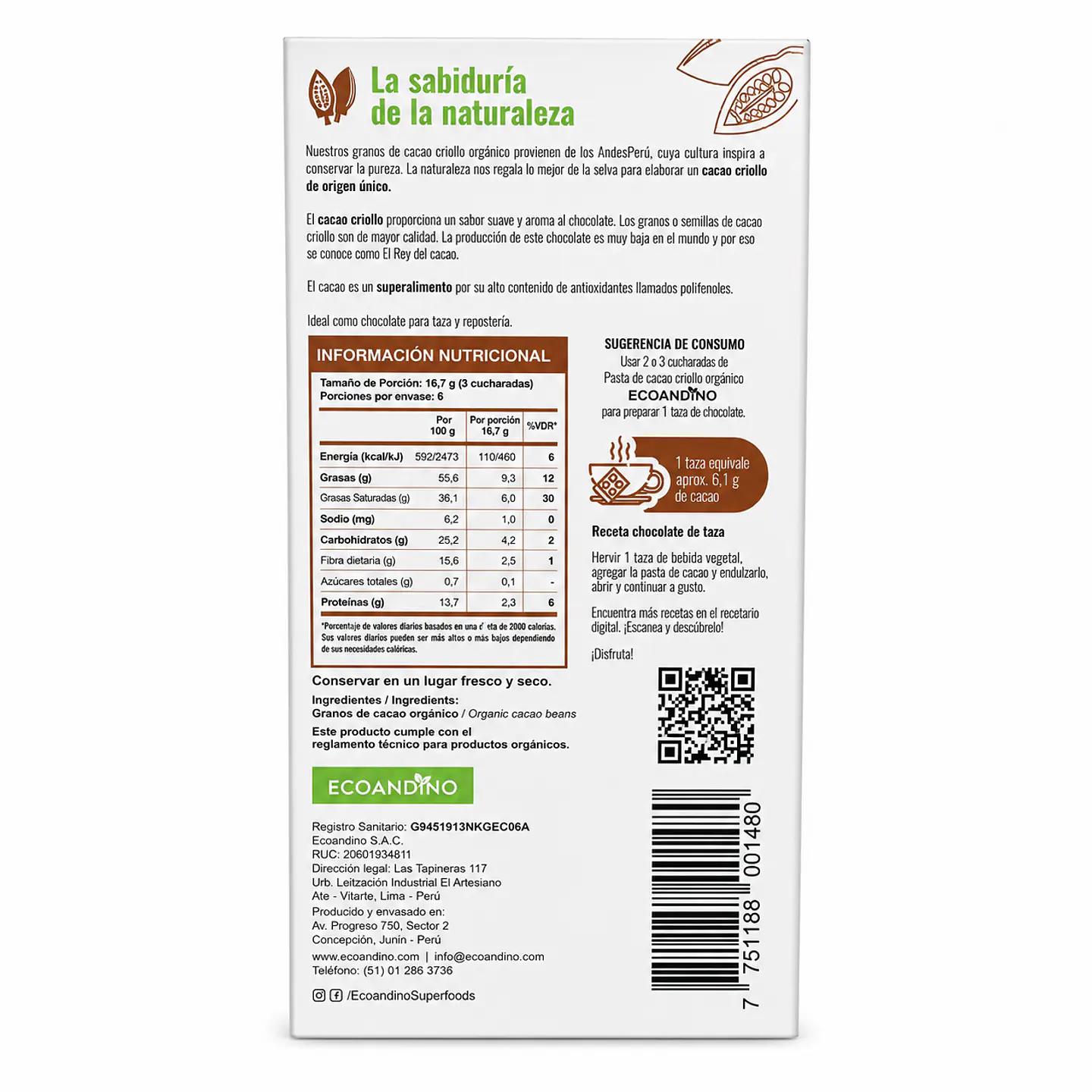  INKANI PASTA DE CACAO CRIOLLOO ORGANICO 100G  2