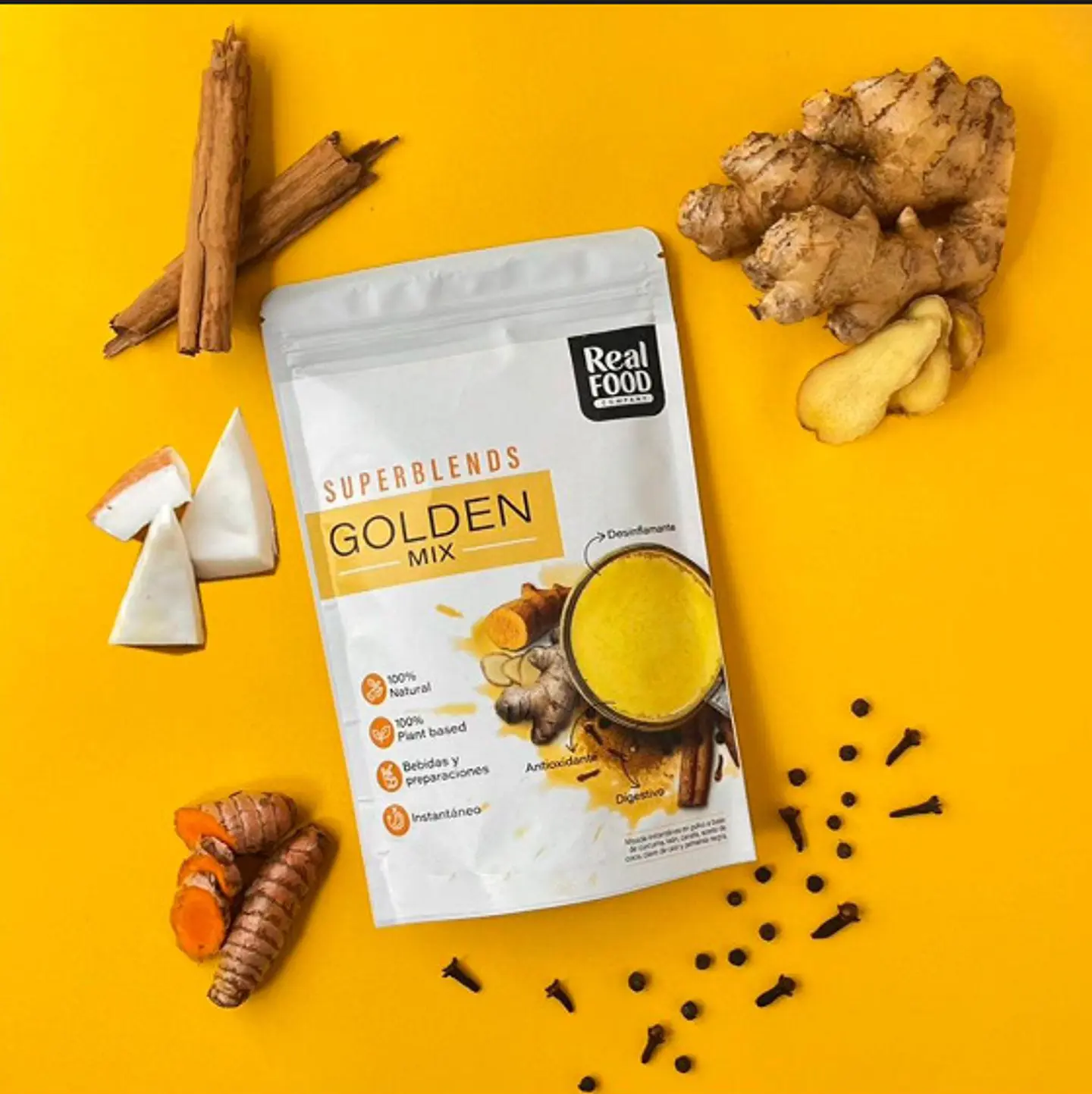 GOLDEN MIX / KETO, 100% NATURAL, 100% PLANTBASED, BEBIDAS Y PREPARACIONES, INSTANTANEO / 100G 2