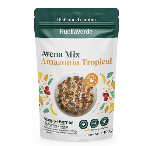 AVENA MIX AMAZONIA TROPICAL/ MANGO+BERRIES CON FIBRA PREBIOTICA/400g