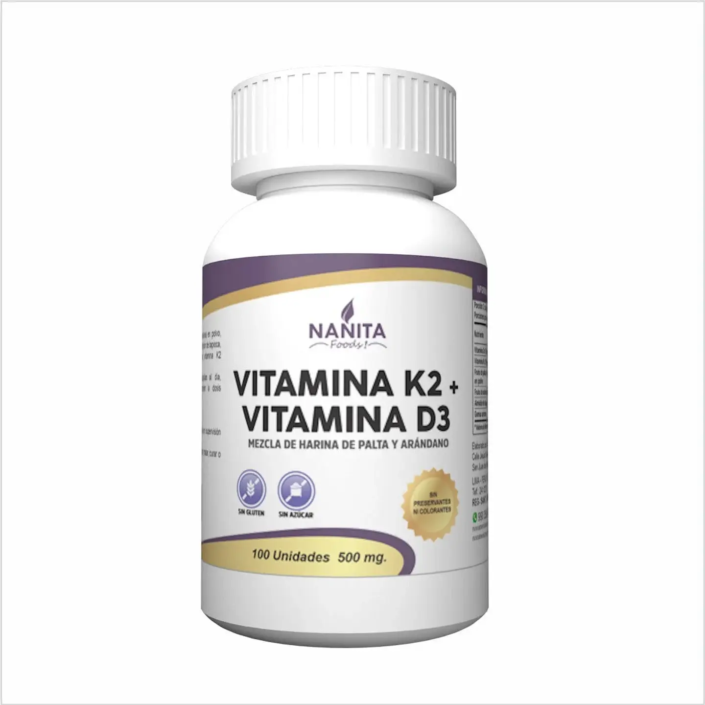 VITAMINA K2 + VITAMINA D3/ 100 UNIDADES/500mg 1