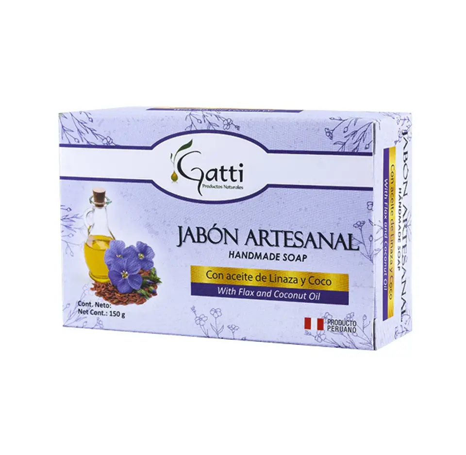 JABON ARTESANAL CON ACEITE DE LINAZA Y COCO 150G MANZANILLA 1