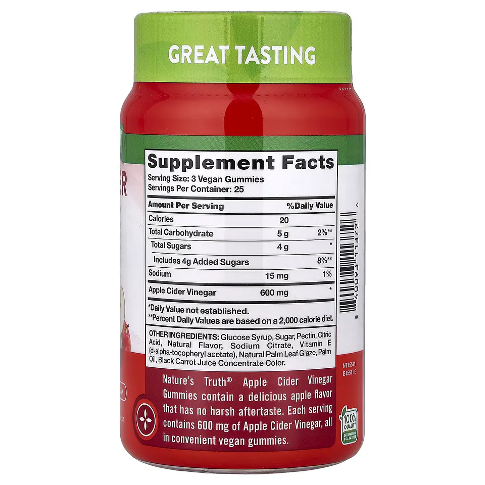 APPLE CIDER VINEGAR GUMMIES, 600MG/ 75 GUMMIES  2