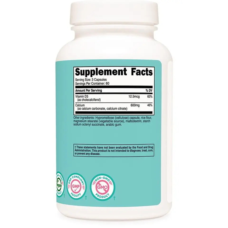 CALCIUM + VITAMIN D3/600MG-12.5MCG/ 180 CAP 2