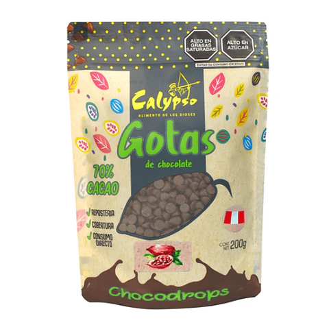 GOTAS DE CHOCOLATE 70% DE CACAO, 200 g