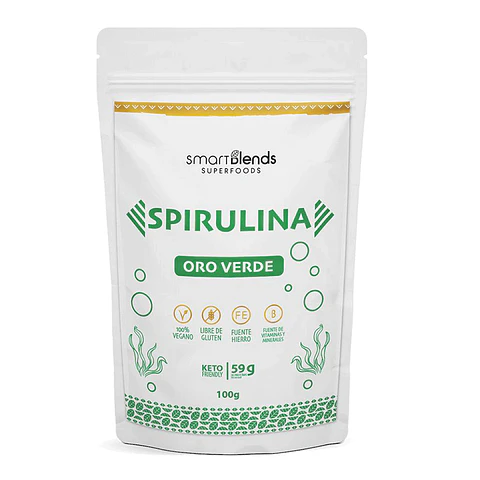 SPIRULINA ORO VERDE 100% VEGANO LIBRE GLUTEN  FUENTE DE HIERRO SIN AZUCAR 100g