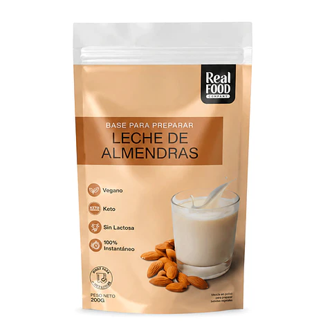 LECHE DE ALMENDRAS/ VEGANO, KETO, SIN LACTOSA, 100% INSTANTANEO/ 200G