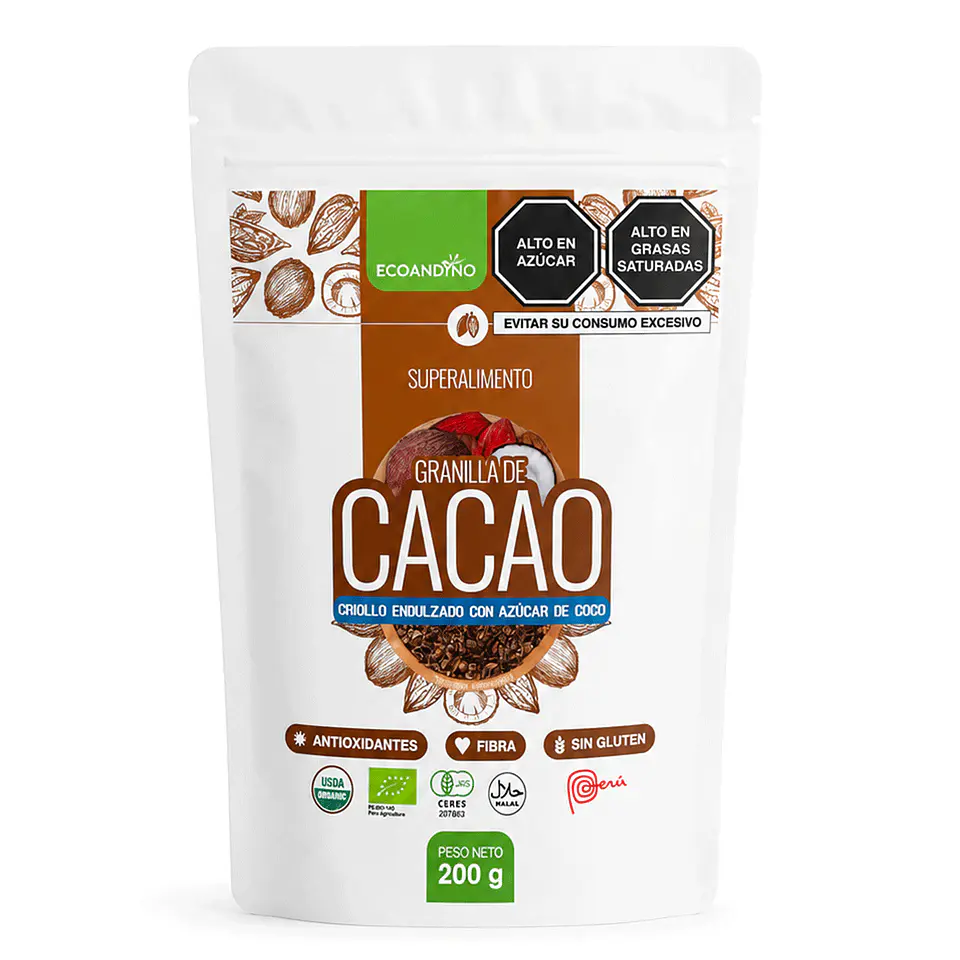 GRANILLA DE CACAO CRIOLLO ENDULZADO CON AZUCAR DE COCO 1