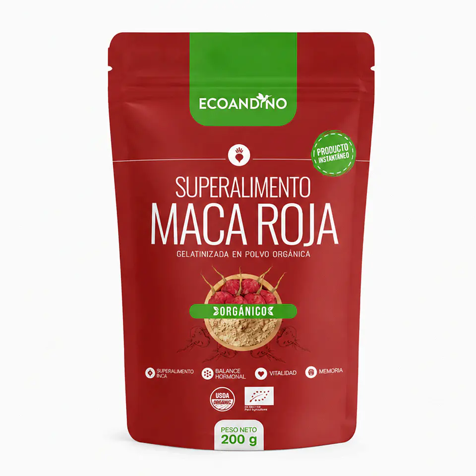 MACA ROJA GELATINIZADA EN POLVO ORGANICO 200G 1