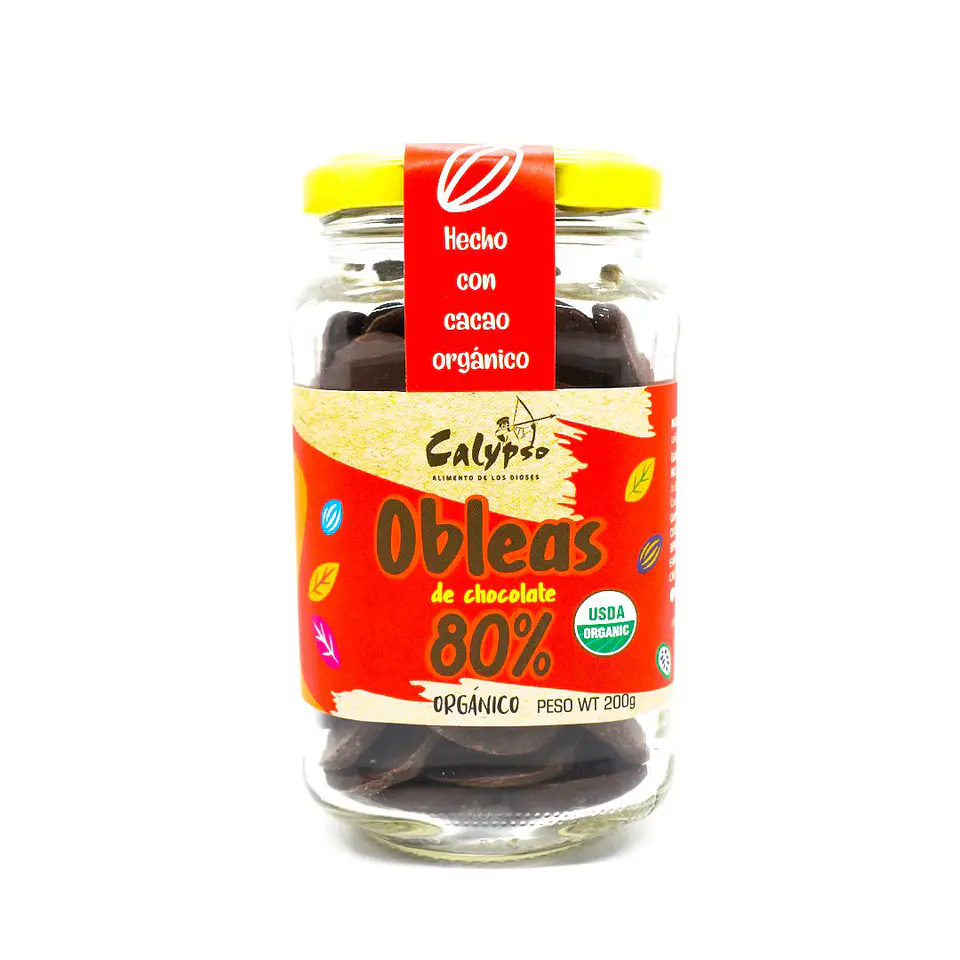 CHOCOLATE OBLEAS  80% ORG 200G VIDRIO 1