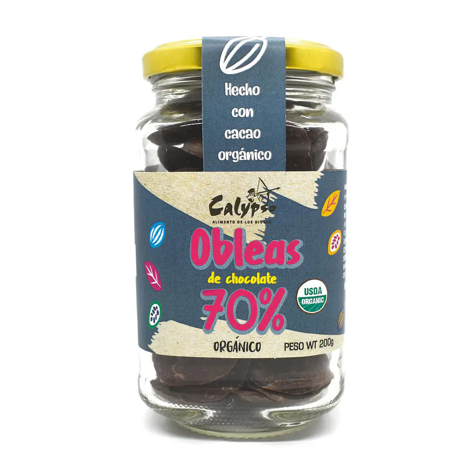 CHOCOLATES OBLEAS  70% ORGANICO 200G VIDRIO 1